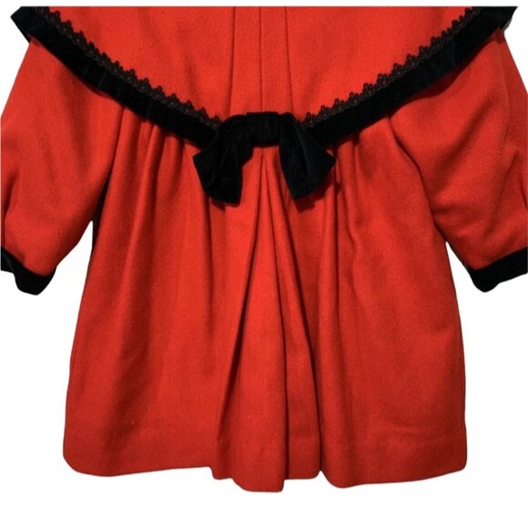 Vintage Wool Rothschild Velvet Detailed Pleated Coat Union Tag USA - Picture 7 of 8